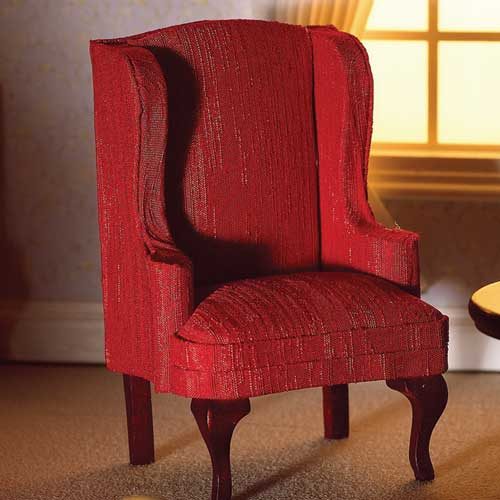 Dolls House Red High Back Armchair