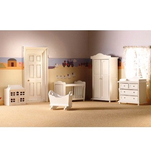 Dolls House White Nursery Set