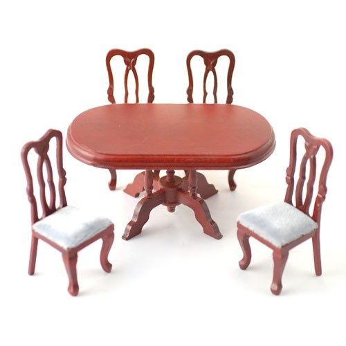 Dolls House Oval Table with 4 Chairs