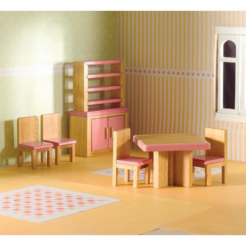 Dolls House Pink Dining Room Set