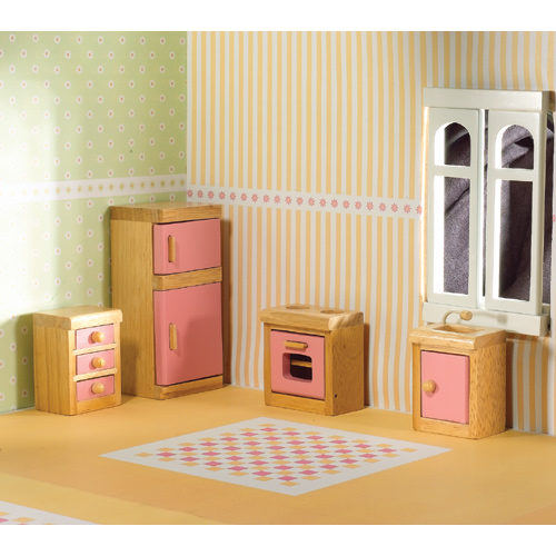 Dolls House Pink Kitchen Set