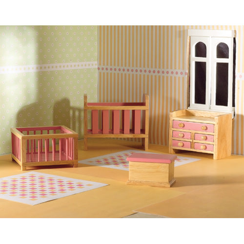 Dolls House Pink Nursery Set