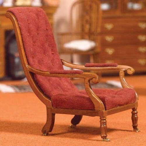 Dolls House Library Chair (Walnut Finish)