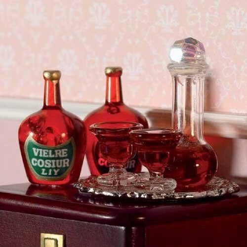 Dolls House Decanter & Wine Glasses Set, 4 pcs