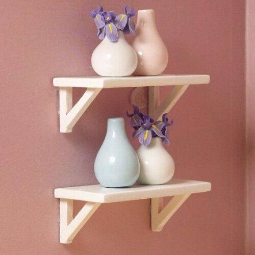 Dolls House Small White Wall Shelves