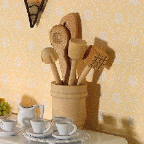 Dolls House Kitchen Utensils - Wooden