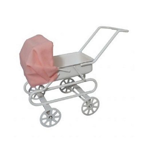 Dolls House Pink Hood Pram