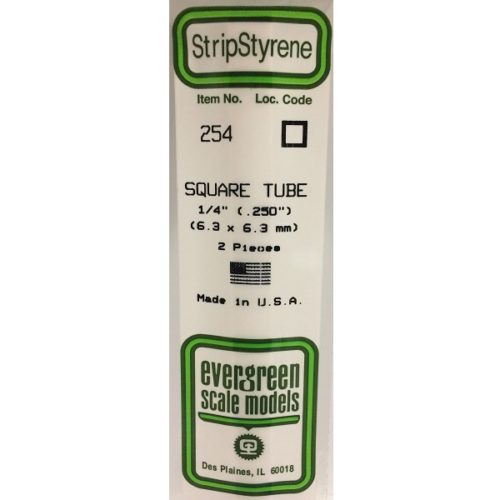 Evergreen Square Tube - 1/4" - 6.3mm