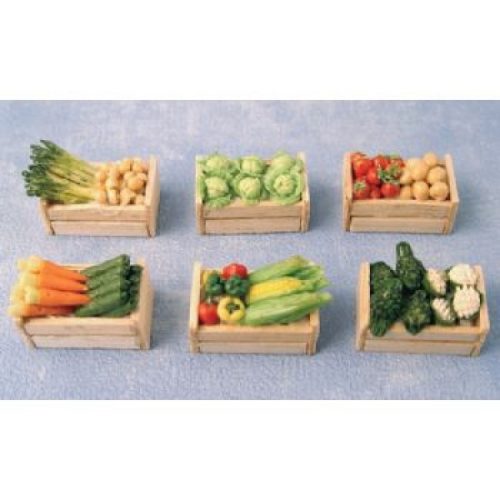 Dolls House Vegetables in a Wooden Crate