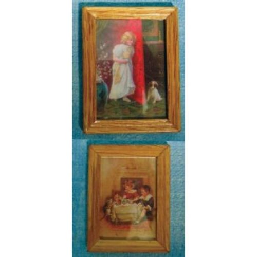 Dolls House Wooden Frame Pictures Child/Pet