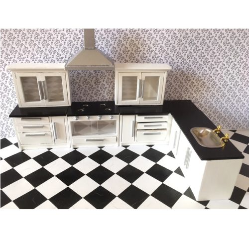 Dolls House Modern White Kitchen Set