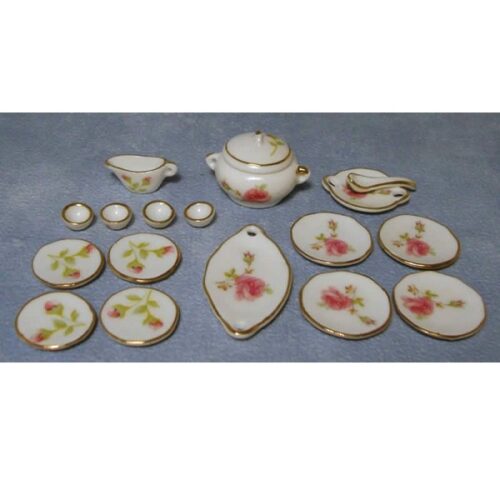 Dolls House Pink Rose Dinner Set