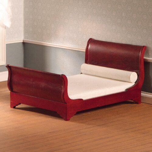 Dolls House Mahogany Sleigh Bed