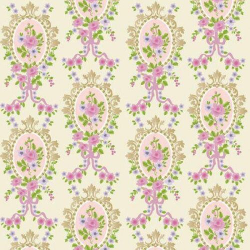 Dolls House Cream Victorian Cameo Wallpaper