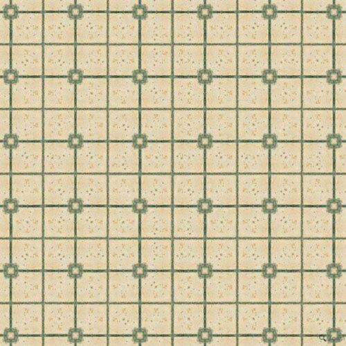 Dolls House Green & Beige Tile Paper