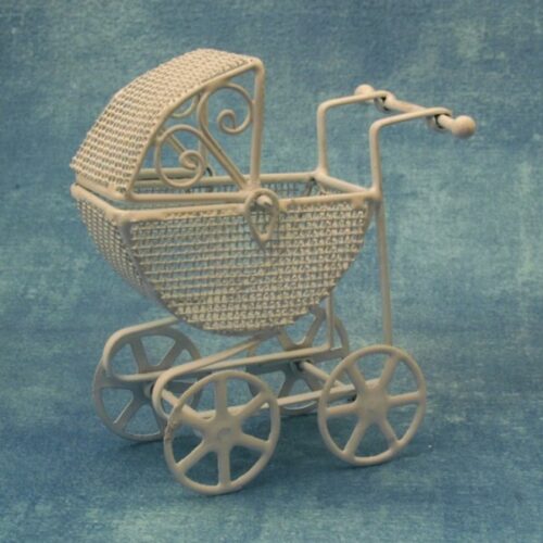 Dolls House Pram - White