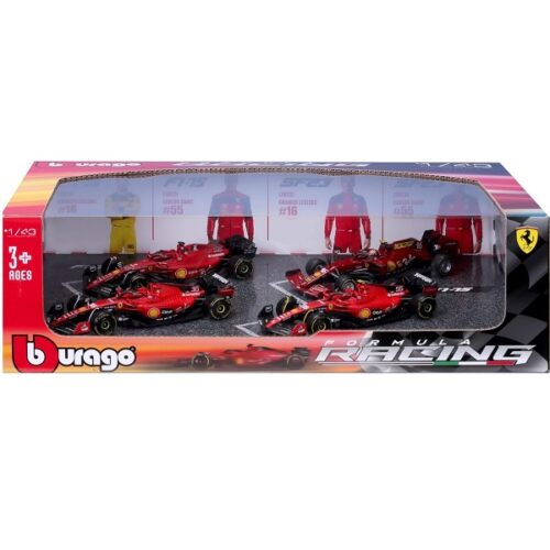 Bburago F1 Ferrari Set - Leclerc/Sainz - 4 Cars - Image 2